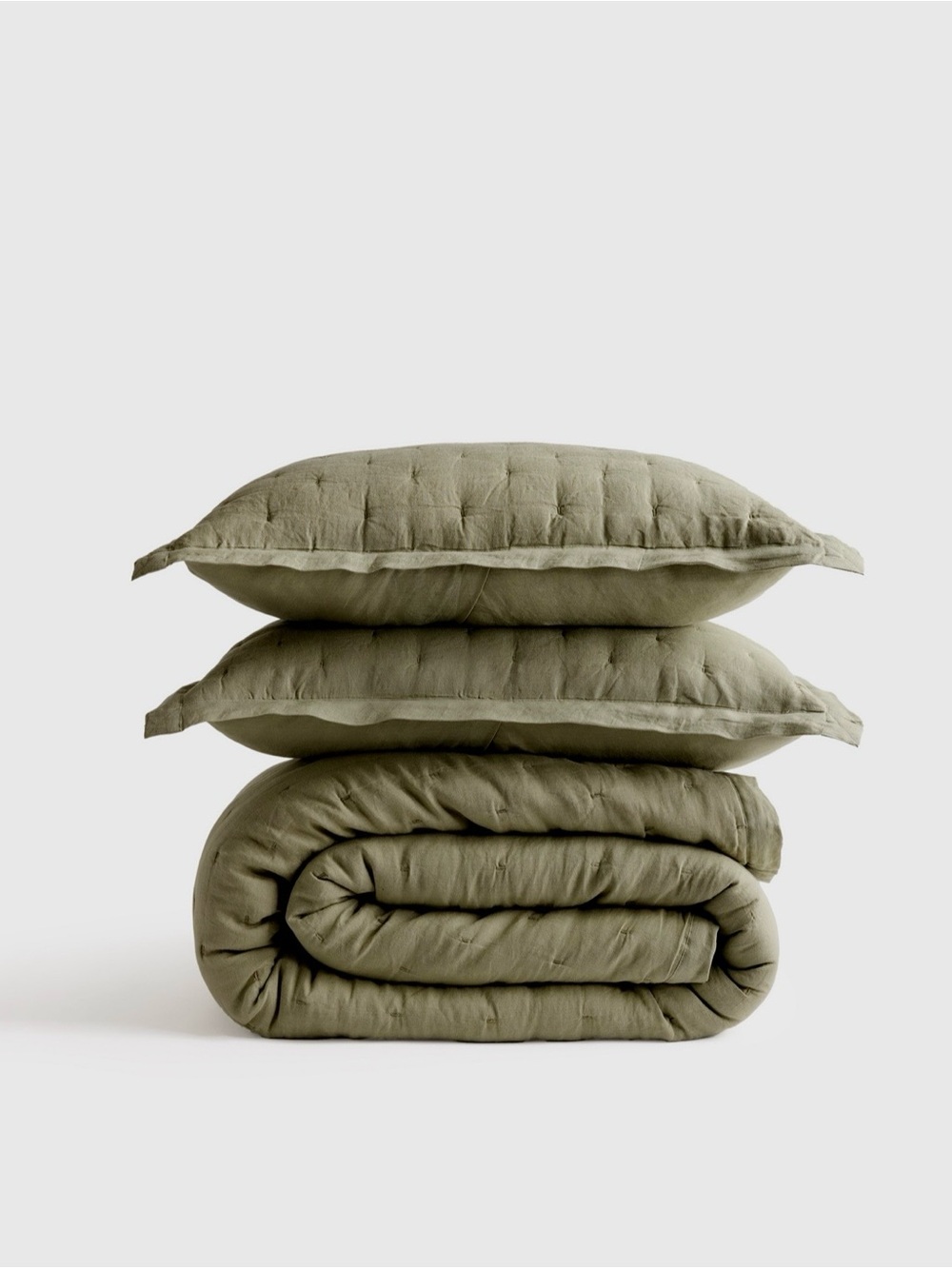 Quince European Linen Quilt Set in Willowleaf- King/Cal King